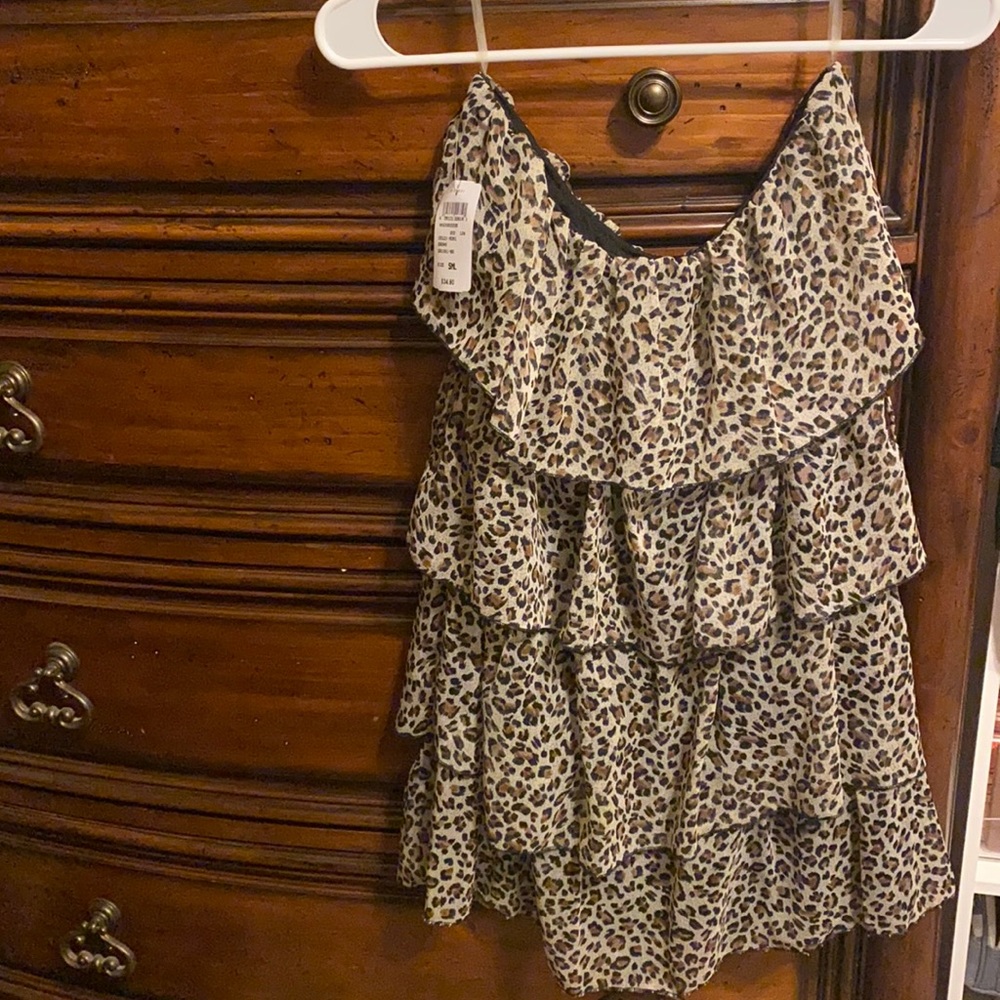 Cute cheetah print layered  mini dress